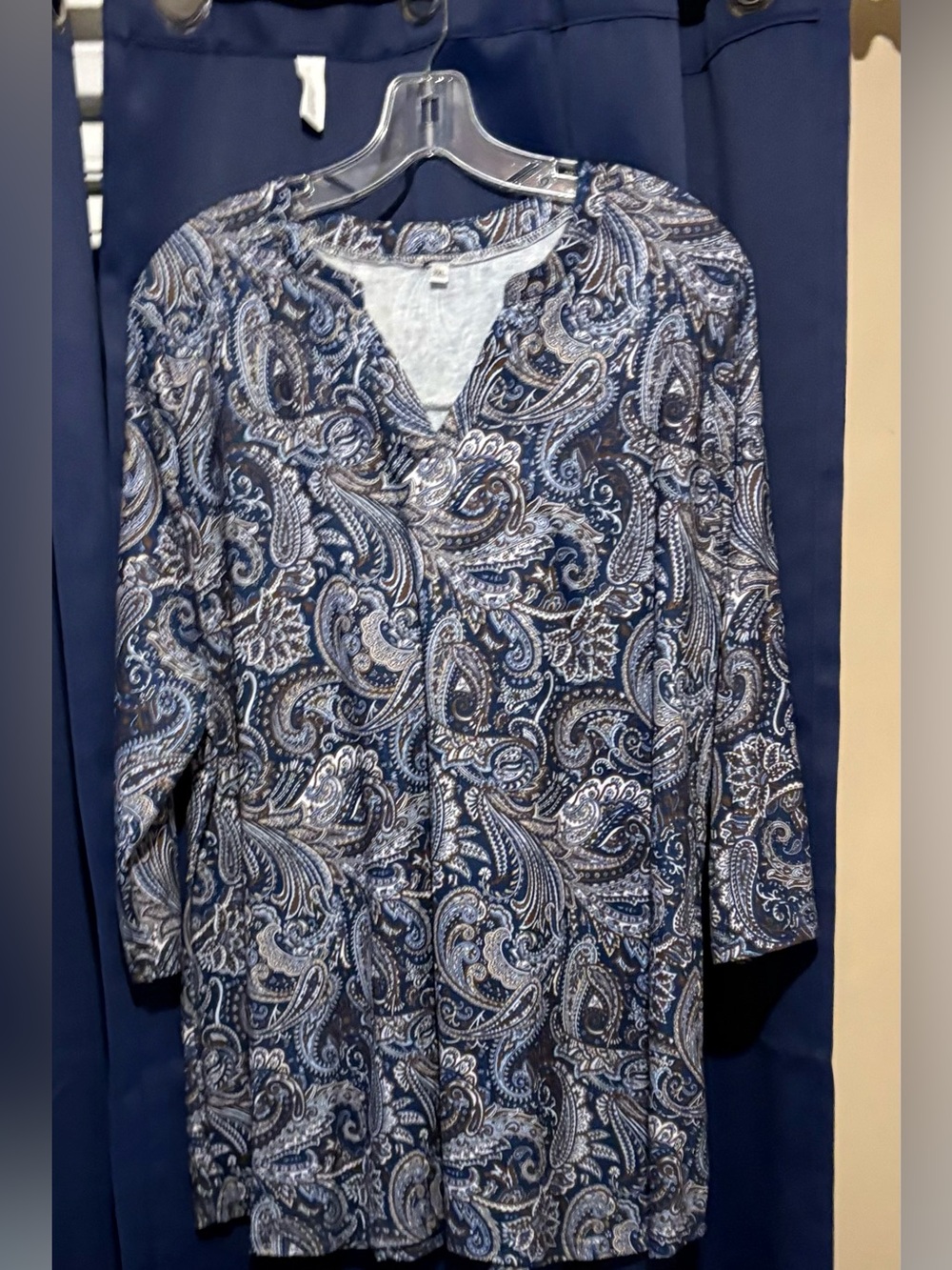 Men's Navy Paisley Long-Sleeve Shirt